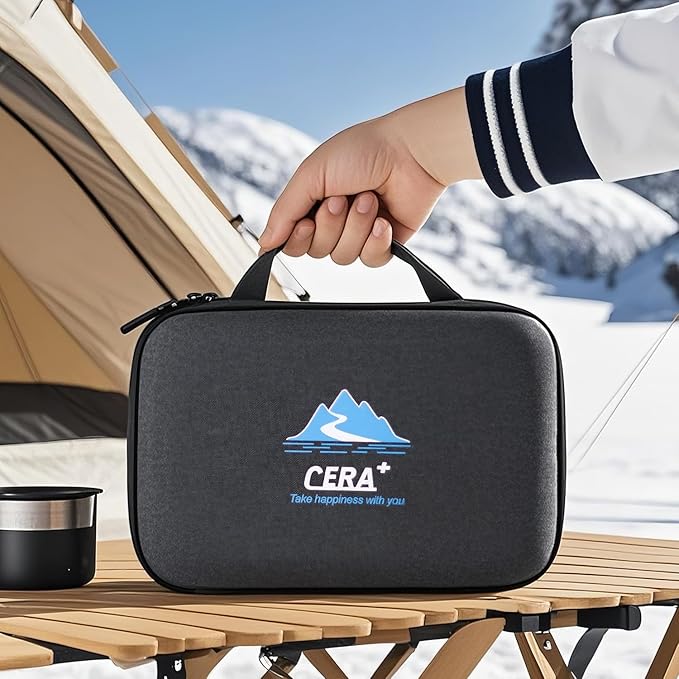 CERA+ Portable Electric Coffee Maker Carrying Bag Waterproof Sturdy EVA Portable Coffee Maker Storage Case Hand Hold Belt, Suitable for Travelling, Office, Camping