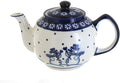 Blue Rose Polish Pottery - Blue Frosty Friend Medium Teapot - 4 Cup Capacity - Ceramic Christmas Teapot, Festive Holiday Design for Serving Tea & Cocoa