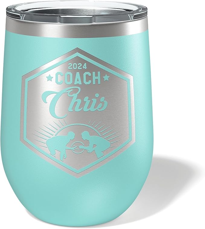 Wrestling Coach gifts, Tumbler, Coach tumbler, Wrestling gifts, Coach Beer glass, Coach gift, Wrestling Coach, Coach gifts, Wrestling Coach (Wrestling Hexagon, Mint, 12oz Wine Tumbler)