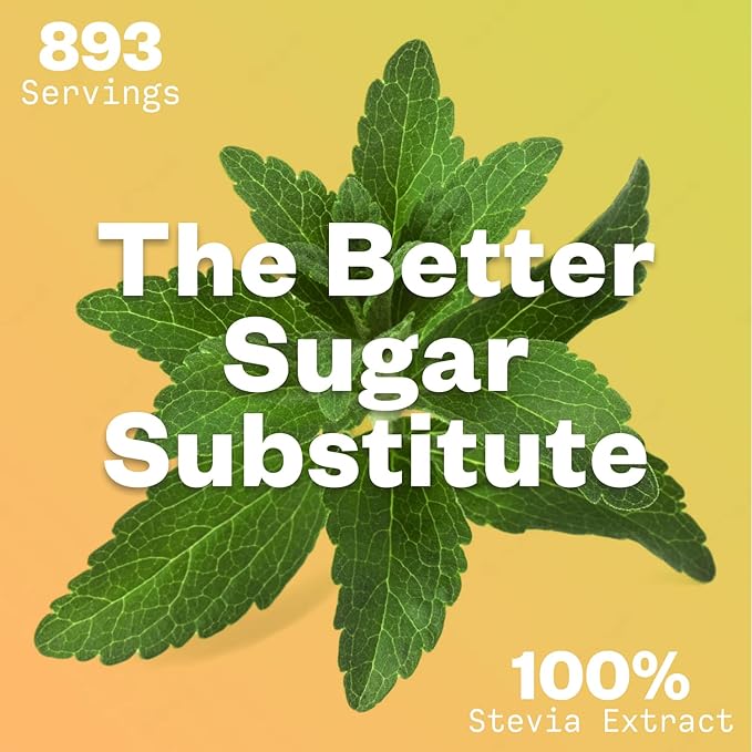 Organic Stevia Concentrated Powder, 125g, Organic Pure Stevia Powder, No Fillers, No Artificial Sweeteners, No Aftertaste, Zero Calorie Sweetener, Sugar Substitute, 4.4 oz, 846 Servings