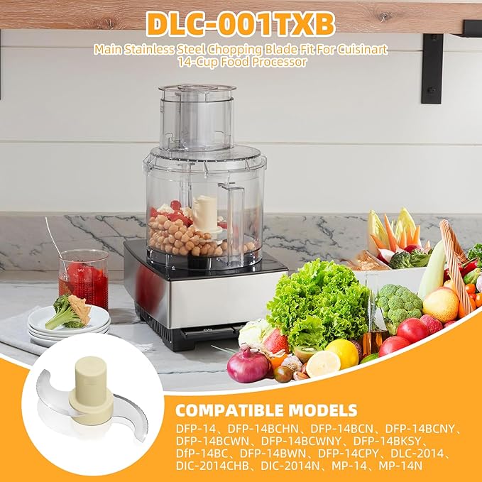 Replace for Cuisinart DLC-001TXA, DLC-7, CSR Steel Blade,Compatible with Cuisinart 14 Cup DFP-14BCNY DFP-14BCNR DFP-14N etc food processor,DLC-001TXB Main Stainless Steel Chopping Blade