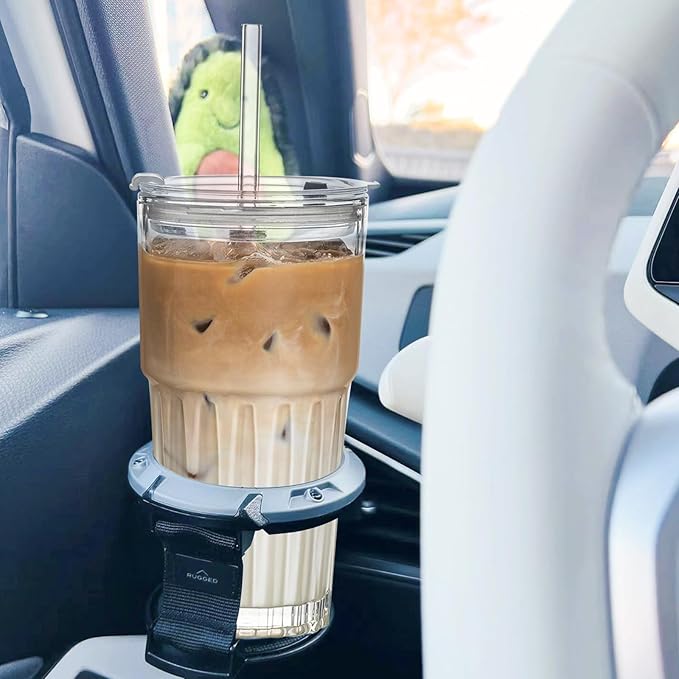 INSETLAN 20 oz Clear Glass Tumbler Set with Lids and Straws – 4-Pack Iced Coffee Cups with Glass Straws & Brushes, Reusable Drinking Glasses for Smoothies, Tea, Juice, Beer, Cold Beverages