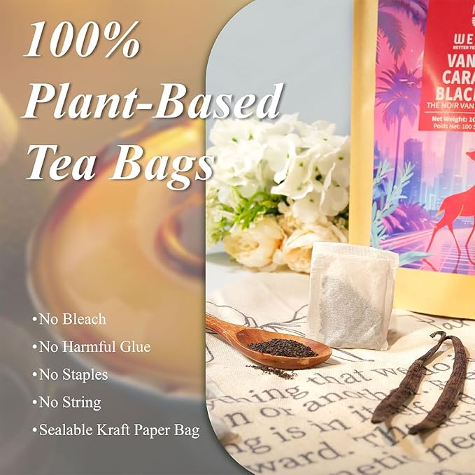WT WEETEE Vanilla Caramel Black Tea,100 Count Caramel Vanilla Flavored Black Tea Bags, Mellow & Smooth, Sweet Aroma