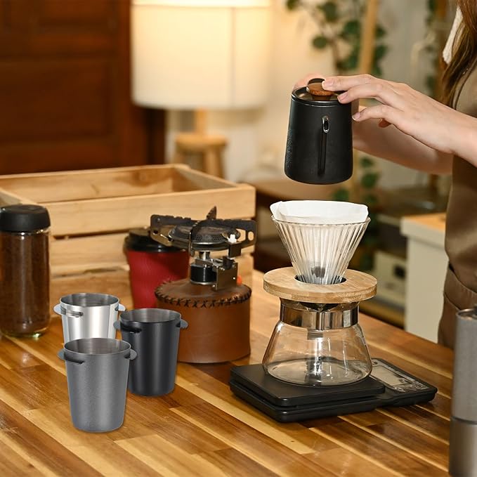 uxcell 58mm Coffee Grinder Powder Cup, Stainless Steel Espresso Coffee Powder Feeder, Espresso Coffee Machine Tools for Coffee Tamper (Silver)