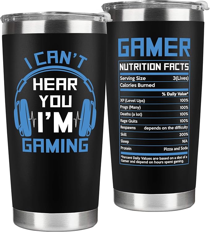 Gaming Gifts for Men, Boys, Women, Boyfriend - Fathers Day Game Gift - I Can't Hear You I'm Gaming Gift - 20 Oz Stainless Steel Tumbler