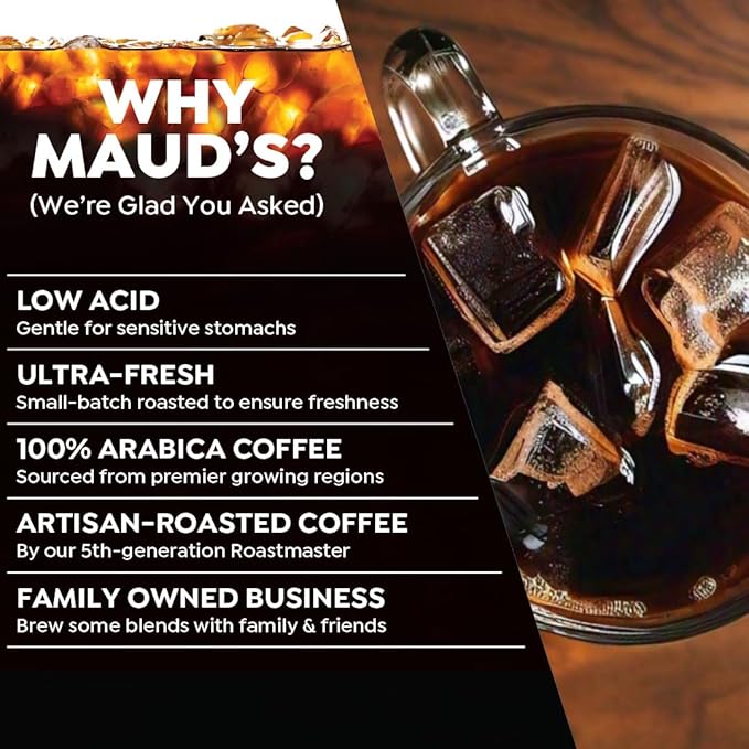 Maud's Cold Brew Dark Roast Coffee Pods, 18 ct, Recyclable Single Serve Pods – 100% Arabica Coffee, Compatible with Keurig K Cups Maker