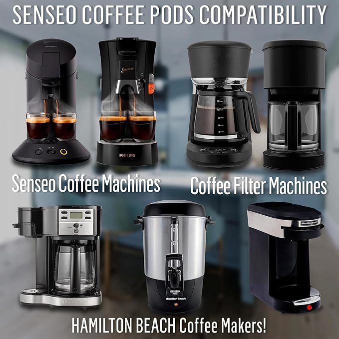 Senseo Extra Strong Dark Roast Coffee Pods, 5 Packs, 80 Count, Intense Dark Flavor, Crema Layer on Top, Compatible with PeleCom Machine