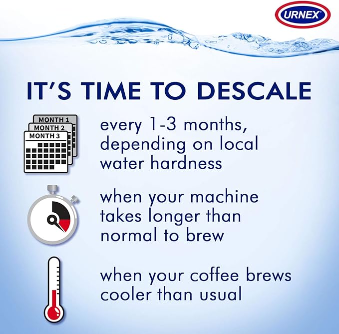 Urnex Dezcal Coffee and Espresso Descaler and Cleaner - 2 Pack - Activated Scale Remover Use with Home Coffee Brewers Espresso Machines Pod Machines Capsule Machines Kettles Garmet Steamers
