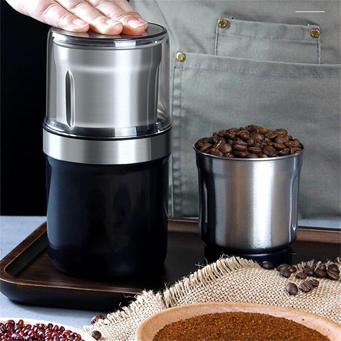 Voltix Electric Multi-Purpose Cup Grinder - Large Capacity Stainless Steel for Wet and Dry Foods, Coffee Grinder, Easy to Clean (US plug, cross-blade cup)