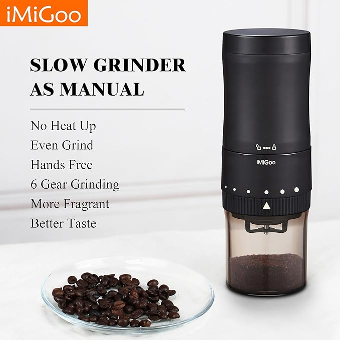 Conical Ceramic Burr Coffee Grinder - Electric Slow Grinder As Manual, with Adapter, Upgraded Grinding Bin - for Espresso, Pour Over, Drip, Percolator, Chemex, Cold Brew, French Press