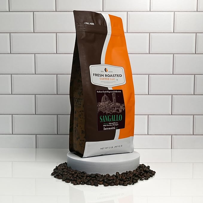Fresh Roasted Coffee, Sangallo Italian Craft Artisan Blend, 2 lb (32 oz), Medium Roast, Kosher, Ground