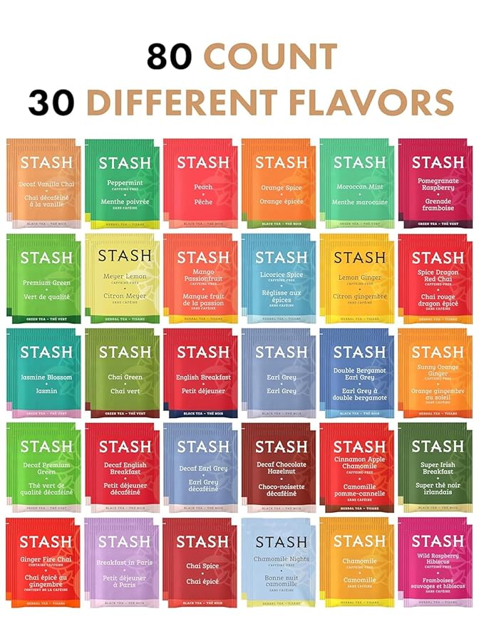 Tea Sampler Gift Box – 80 Tea Bags, 30 Unique Flavors – Bamboo Organizer – Premium Variety Pack for Family, Friends, Coworkers