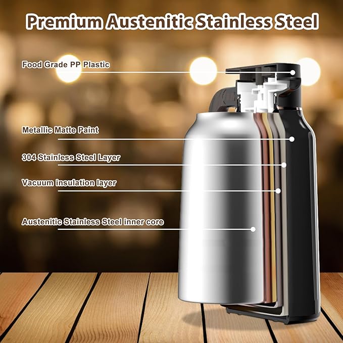 70oz Thermal Coffee Carafe,Insulated Thermal Pitcher,Stainless Steel Coffee Carafes For Keeping Hot/Cold Beverage Water Drink Tea Coffee Dispenser Urn Vacuum Pot
