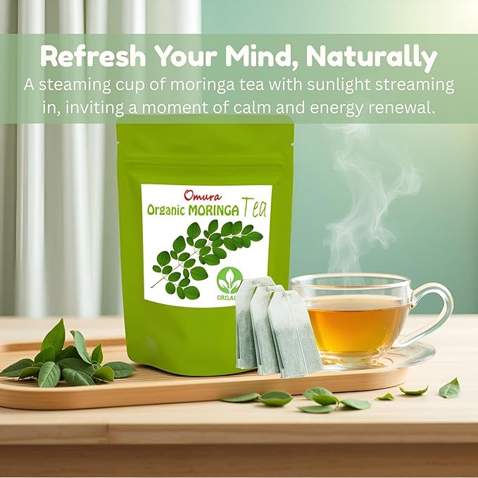Omura Moringa Tea Bags – Herbal Tea Infusion, Smooth & Earthy Flavor, Naturally Refreshing, Tea Bags (MORINGA 25-TEA-BAGS)