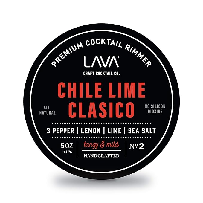 LAVA Premium Chile Lime Clásico Cocktail Rimmer 5oz, All Natural Bloody Mary Rimmer, Michelada Rimmer, Margarita Rimmer Salt, No Silicon Dioxide, with Screw-On Lid