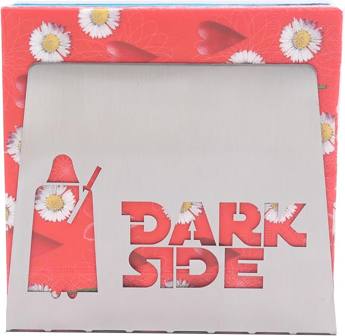 SILVER Dark Side Light Side Premium Stainless Steel Napkin Holder Stand for home kitchen dinner table theme party RV camper restaurant