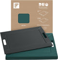 PLACEsMAT 2-in-1 Faux Leather Placemat & Serving Tray | Reversible Design, Lays Flat & Easy to Clean | Ottoman Food Tray, Housewarming Gift, 18” x 14” (Teal & Anthracite Grey, Set of 4)