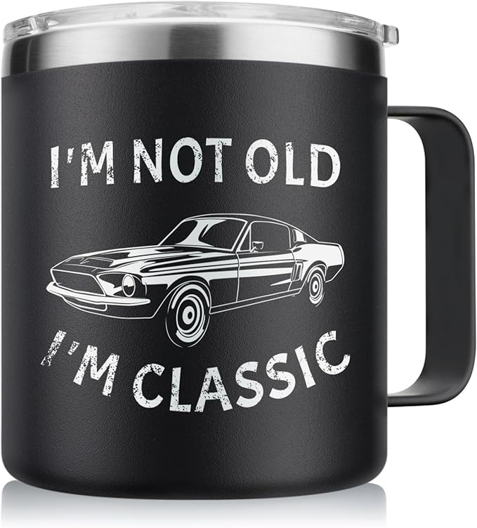 NOWWISH "I Am Not Old Mug - 14oz Coffee Mug for Men, Christmas Birthday Gifts for Dad Husband Grandpa, Stocking Stuffers (Black)