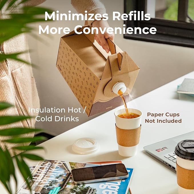 Fit Meal Prep 5 Pack 96 oz Disposable Coffee Dispensers with Handle, Insulated Coffee to Go Storage Containers, Cold Hot Drink Dispenser Bulk for Party, Catering, Office, Take Out
