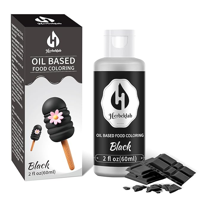 Black Oil Based Food Coloring – 2 fl oz Professional Grade Concentrated Oil Food Dye for Melting Chocolate, Candy Melts, Cake Pops, Strawberries & Baking