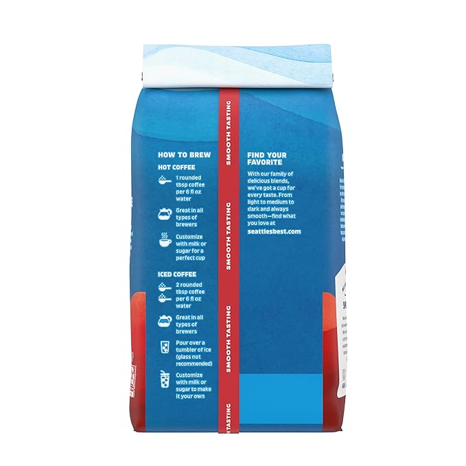 Seattle’s Best Coffee, Light Roast Ground Coffee, Lighthouse, 100% Arabica, 6 Bags (12 oz Each)