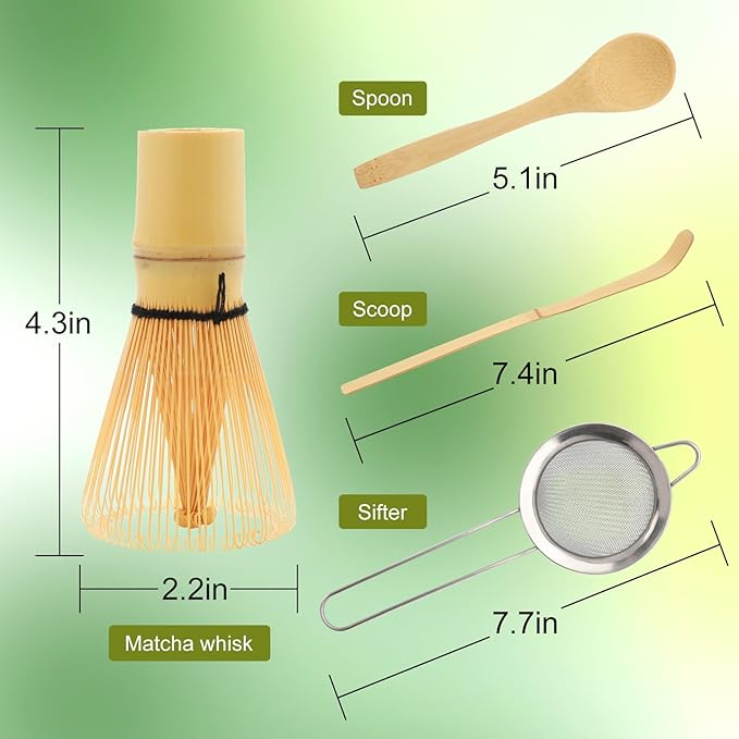 Matcha Whisk Set,Matcha Whisk,Matcha Set,Bamboo Whisk,Matcha Kit,Chasen Matcha Stirrer,Made from 100% Natural Bamboo,Durable and perfect for making matcha tea