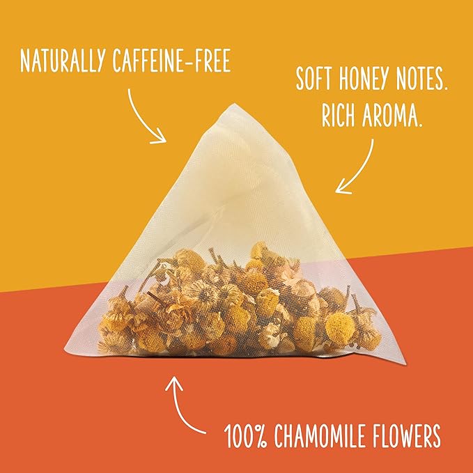 Two Leaves and a Bud Organic Chamomile - 50 Naked Tea Sachets, Naturally Caffeine Free, Whole Leaf Herbal Tea in Eco-Friendly Unwrapped Compostable Sachets, Resealable Bag, 50 Count (Pack of 1)