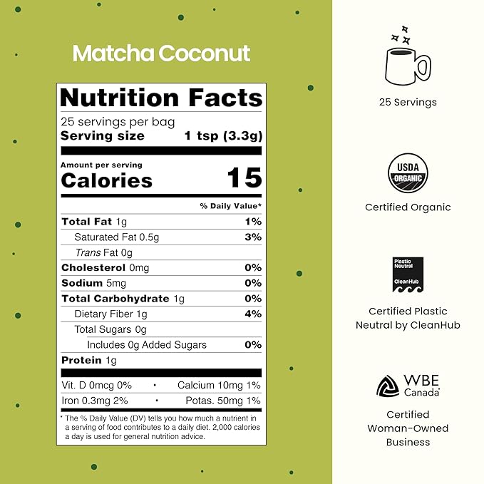 Blume Superfoods Latte - Matcha Powder with Coconut, Natural Caffeine, L-Theanine, All Day Energy & Focus, Sugar-Free, Moringa, Vegan, Organic Matcha Latte from Shizuoka Japan, Green Tea - 25 Servings