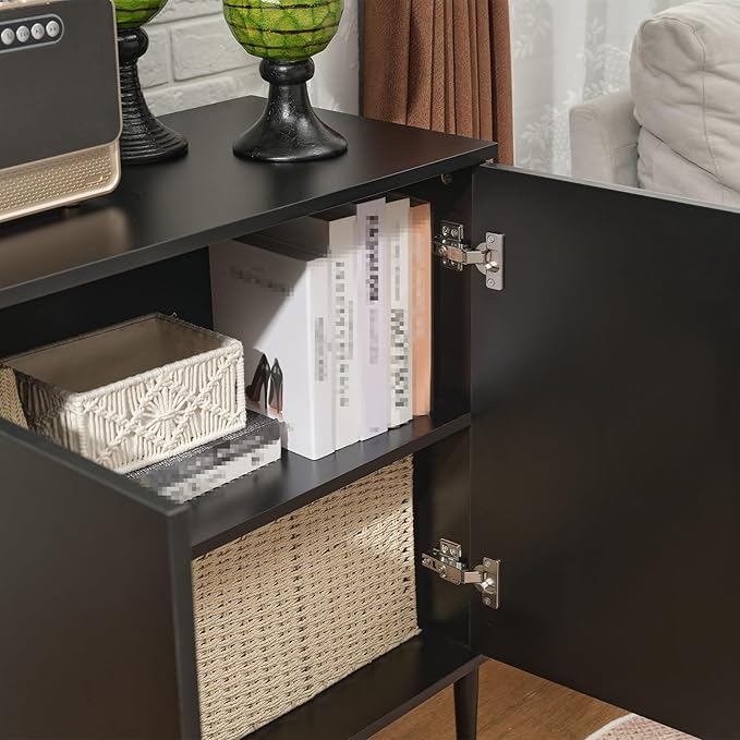 2-Door Storage Cabinet, Sideboard Buffet Kitchen Cabinet, Modern Stylish Accent Furniture for Dining Room, Bedroom, Hallway, Living Room, Coffee Bar, Corner, Black