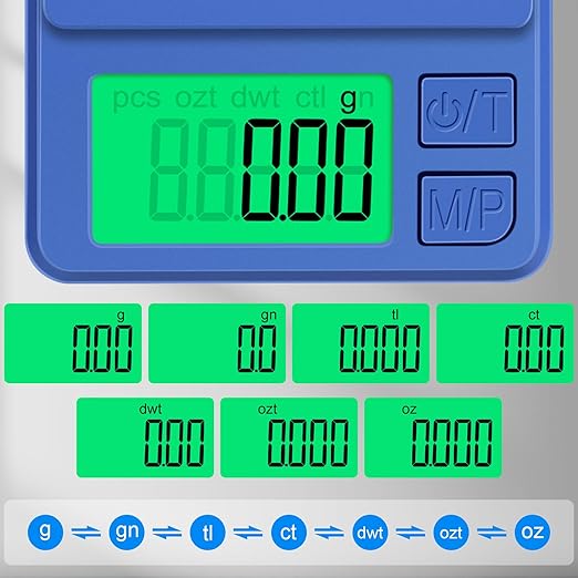 1000g/0.1g Pocket Gram Scale, Diyife High Precision Digital Kitchen Scale, LCD Display, 7 Units with Tare Function, Suit for Jewelry, Powder, Ounces, Blue