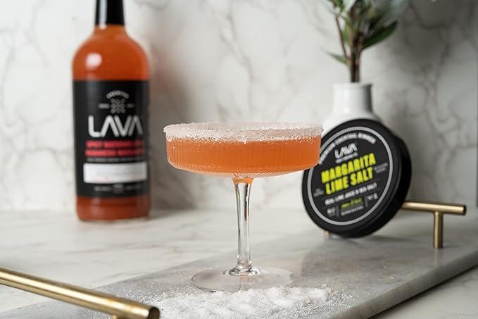 LAVA Premium Margarita Lime Sea Salt Cocktail Rimmer, All Natural Margarita Rimmer Sea Salt Rocks, Real Lime, Tart & Sour, No Silicon Dioxide, with Easy Screw-On Lid - 6oz