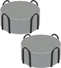 Silicone Coaster Set of 16 with Holder, Drinks Coasters, Suitable for Hot or Cold Cups, Anti-Slip, Non-Stick, Anti-Overflow Tabletop Protection and Decor (Gray, 16 Pcs)