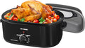 HEYNEMO Roaster Oven 24Qt, 1450W Electric Turkey Roaster Oven Buffet with Self-Basting Lid, Cool-Touch Handles, Removable Pan and Rack, Stainless Steel, Black