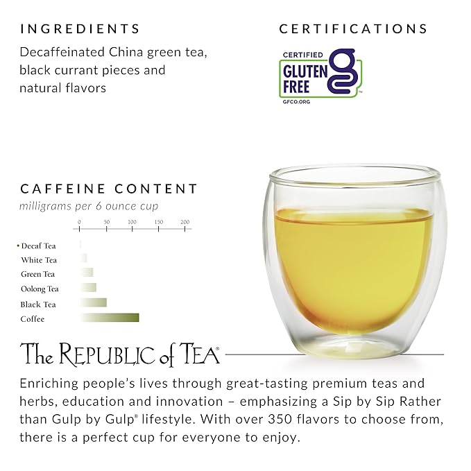 The Republic of Tea - Decaf Wild Berry Plum Green Tea, 50 Tea Bags, Tin | Fruit Tea | Decaffeinated