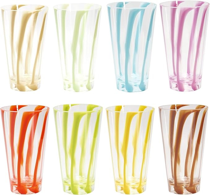 22 oz Plastic Drinking Glasses, Parties Tall Tumblers, Premium Quality Durable BPA-Free Water Tumblers, Dishwasher-Safe, Stackable Cups (Set of 8, Gift Box)