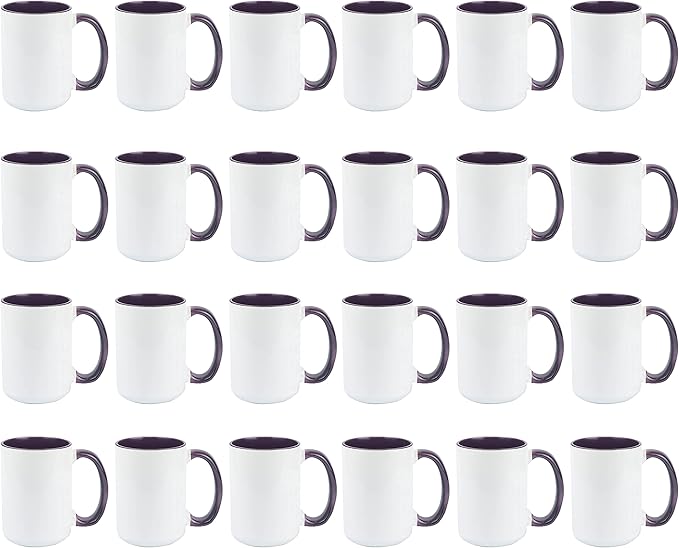 Ceramic 15oz Sublimation Coffee Mug, Purple, Case of 24