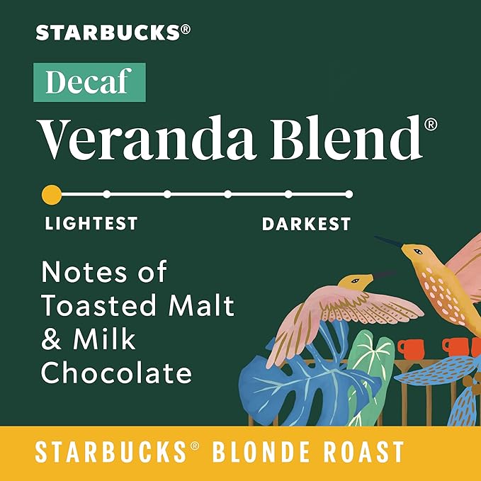 Starbucks K-Cup Coffee Pods, Starbucks Blonde Roast Hot or Iced Coffee, Decaf Veranda Blend, 60 Keurig Pods
