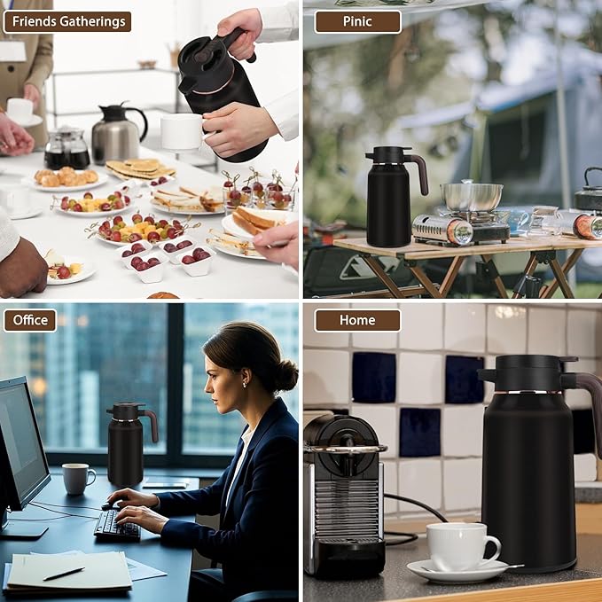 70oz Thermal Coffee Carafe,Insulated Thermal Pitcher,Stainless Steel Coffee Carafes For Keeping Hot/Cold Beverage Water Drink Tea Coffee Dispenser Urn Vacuum Pot
