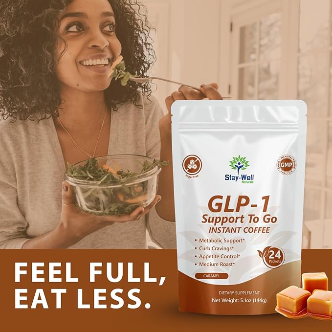 Slim Coffee GLP-1 Supplement | GLP 1 Booster to Control Appetite and Cravings | Great Tasting Metabolic Support - Coffee Bean Extract, Green Tea, Yerba Mate (Caramel)