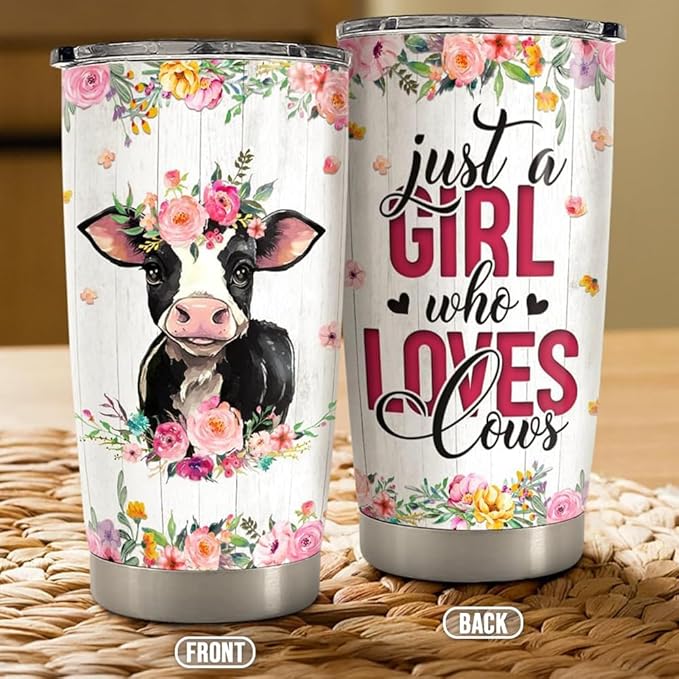 Cow Tumbler 20oz Stainless Steel Insulated Coffee Cup Tumblers Cow Gifts for Girls Women Gift for Christmas Birthday Mothers Day