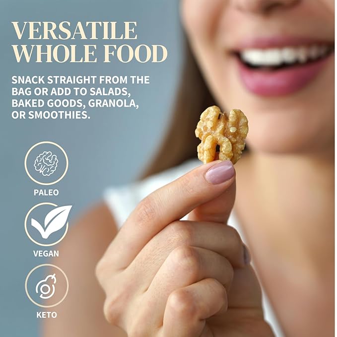 Organic Raw Walnuts Halves & Pieces 1.7lb – Unpasteurized, Regeneratively Grown in California – Whole, Fresh, Unsalted – Plant-Based Omega-3s