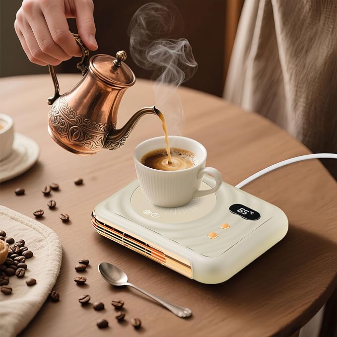 2025 Pro Mug Warmer with Warm Air Function, 3-Temp Settings, Coffee Mug Warmer for Desk Coffee Cup Warmer for Tea Milk Candle Cool Office Gadgets Accessories for Men Women Gifts for Coffee Lovers
