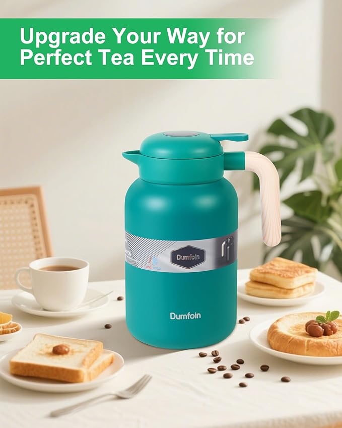68 Oz Thermal Coffee Carafe, Stainless Steel Insulated Vacuum Coffee Carafes For Keeping Hot, 2 Liter Beverage Dispenser (Green)