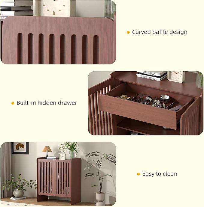 Buffet Cabinet with Storage with 2 Doors, Sideboard Coffee Bar Cabinet for Kitchen with Adjustable Shelf, Dining Room,Living Room (1, Walnut, 27.6''w)