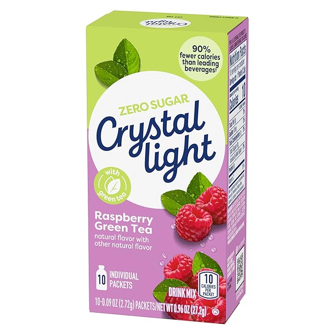Crystal Light Raspberry Green Tea Naturally Flavored Powdered Drink Mix, 10 ct On-the-Go-Packets (Pack of 7)