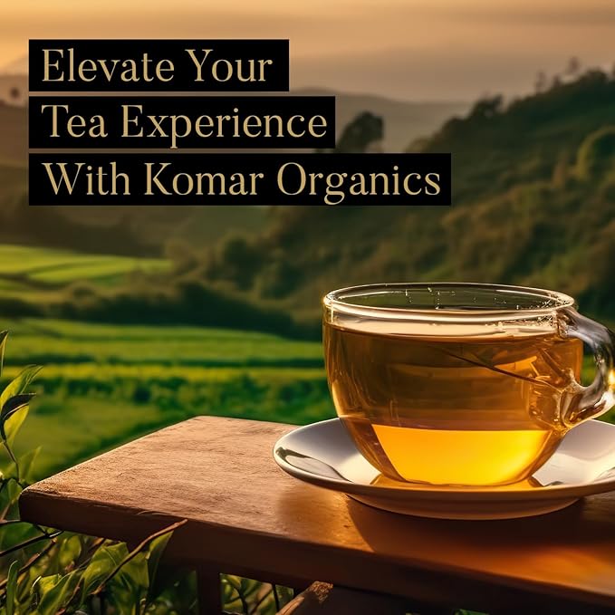 Komar Organics Loose Leaf Green Tea – 16Oz USDA Organic for Energy Boost, Antioxidants – Certified Kosher Delicate Flavor Assam Tea Organic Tea Leaves Ideal for Morning, Afternoon