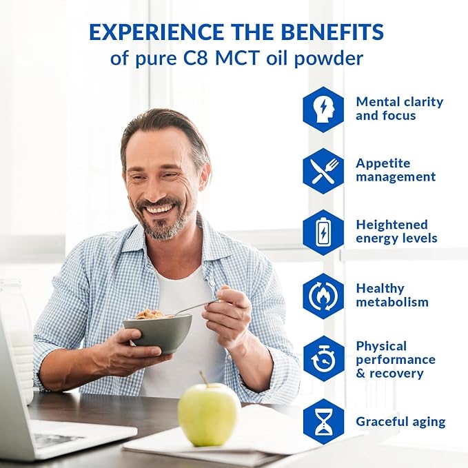 BioTrust Keto Elevate – C8 MCT Oil Powder – Ketogenic MCT Coffee Creamer, Keto Coffee Creamer – Clean Energy, Mental Focus & Clarity – 100% Caprylic Acid MCT Powder, Non-GMO (Unflavored, 40 Servings)