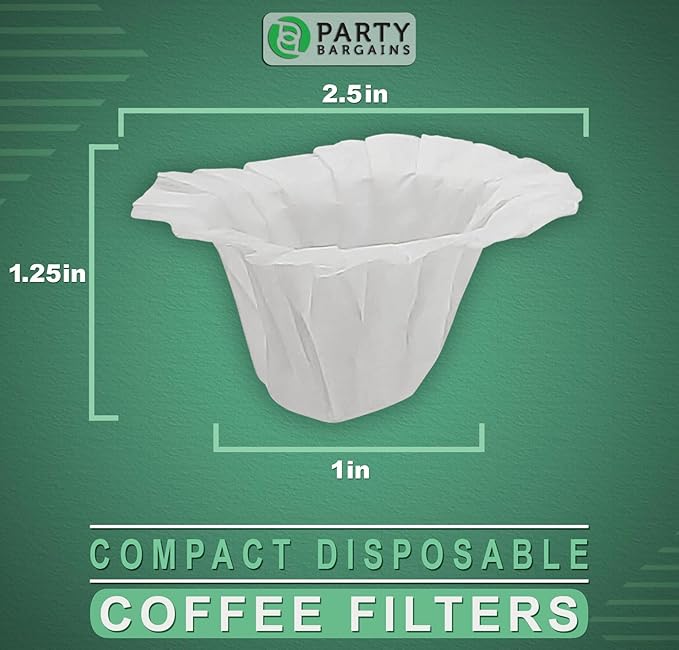 Party Bargains 600 Paper Coffee Filters - Compact Design Single-Use Coffee Filter Compact Design, for Keurig Brewers and Compatible with K-Cup Pods 1.0 & 2.0 Models