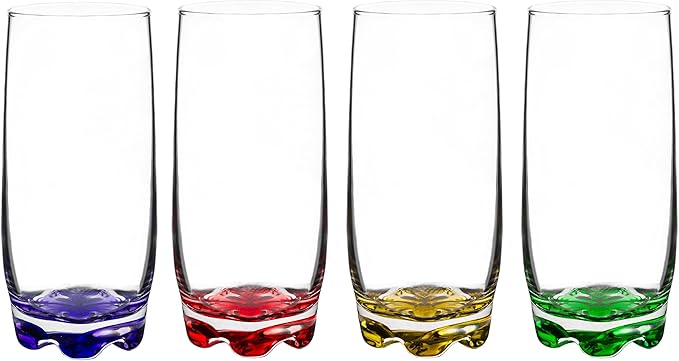 Vibrant Splash Water/Beverage Highball Glasses, 13.25 Ounce - Set of 4