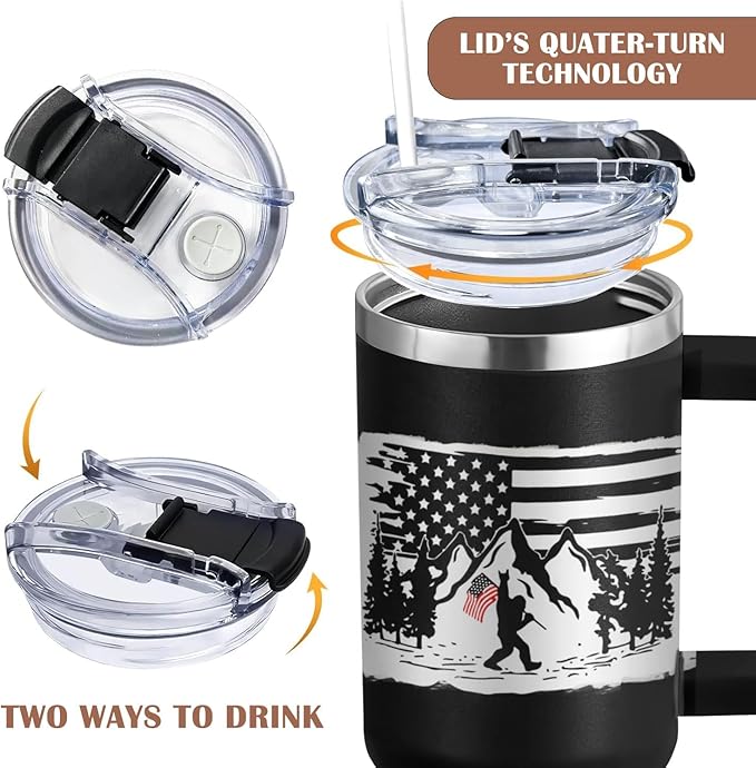 Bigfoot Gifts for Dad, Kids, Men and Women - 40oz Tumbler with Handle - Cool Big foot Gifts for Cryptid Lovers - Sasquatch Gift, Outdoor Adventure Mug for Camping Enthusiast, Hikers & Nature Lovers